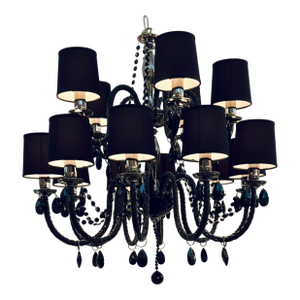 Myran Allan Luxury Lighting Italian Black Swarovski Crystal and Murano Glass Chandelier