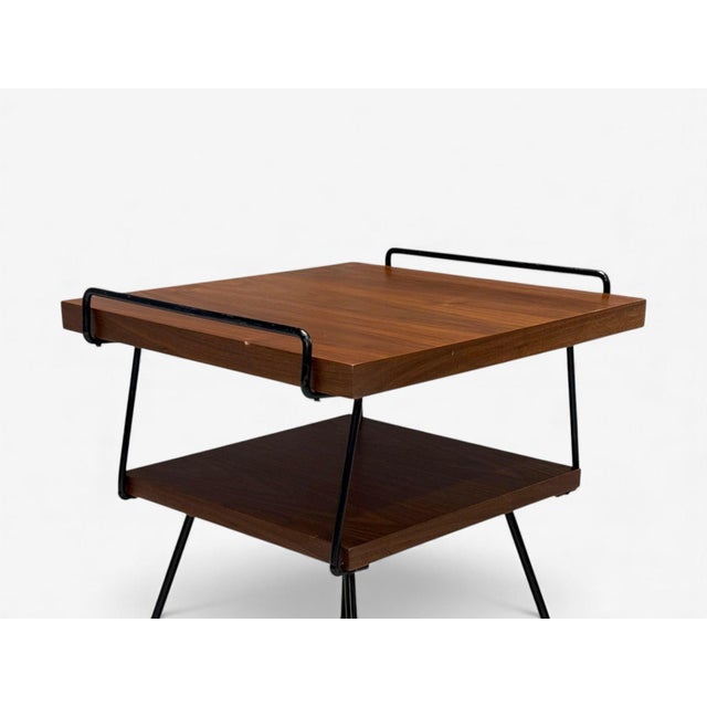 Tony Paul Style, Lacquered Iron, Walnut, Side Tables, Usa, 1960s For Sale - Image 4 of 11