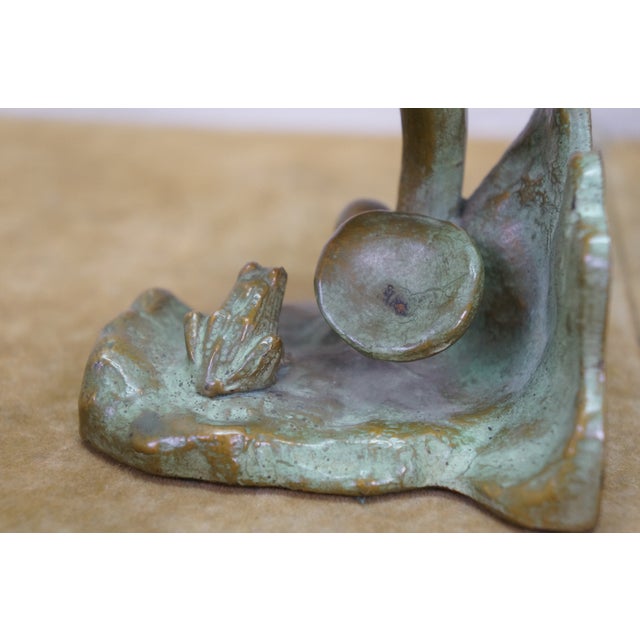 Antique McClelland Barclay Art Deco Bronze Mushroom Frog Bookend Sculptures 4.5" For Sale - Image 12 of 13