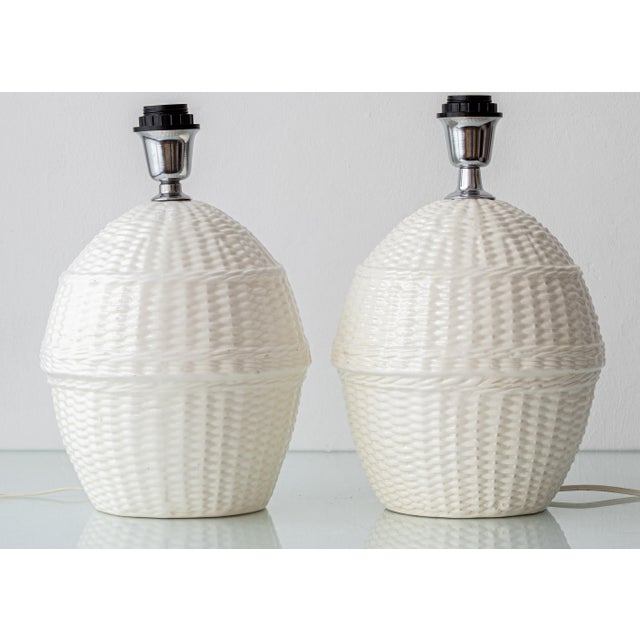 Vintage Wicker Ceramic Table Lamps, 1970s, Set of 2 For Sale - Image 11 of 11