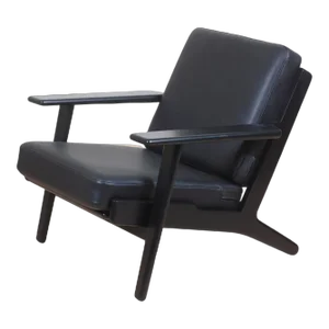 GE-290 Chair with Black Bison Leather by Hans J. Wegner for Getama