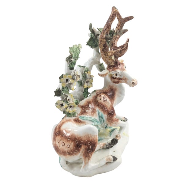 Porcelain Stag Figure with Bocage from Derby, England, 1755-1765 For Sale - Image 6 of 13