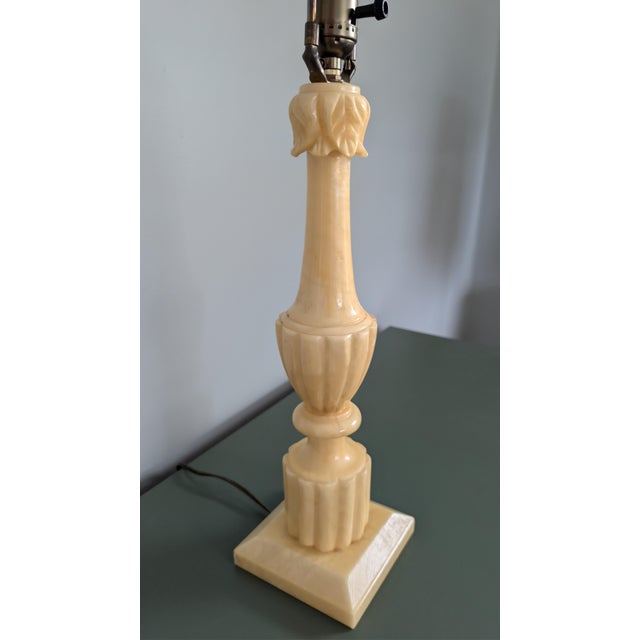 Vintage Alabaster Table Lamps Italian Neoclassical Style With Acanthus Carving - Pair For Sale - Image 14 of 14