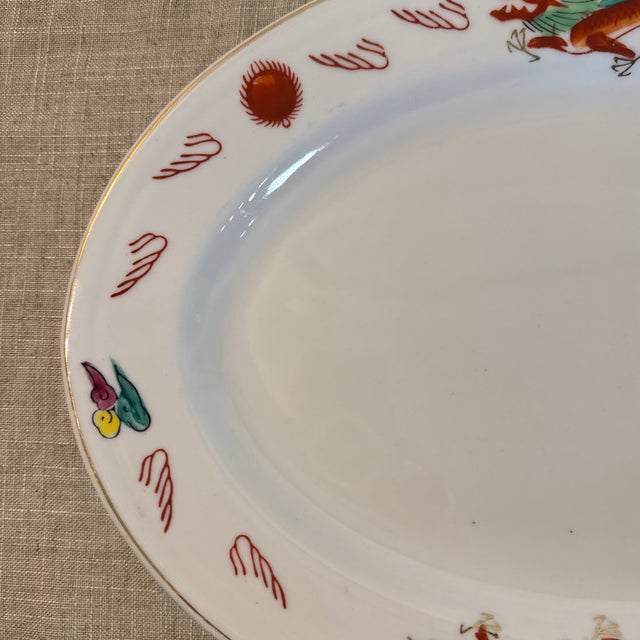 Late 20th Century Vintage Dragon Motif Porcelain Oval Serving Platter For Sale - Image 5 of 10