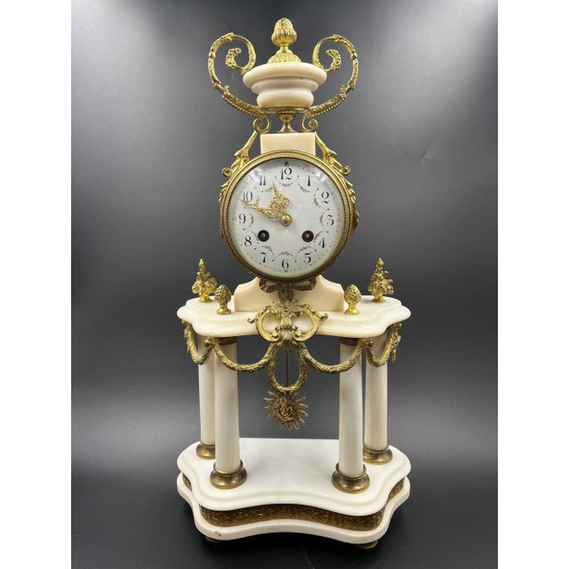 Early 20th Century Louis XVI Style Bronze & Marble Mantle Clock For Sale - Image 12 of 12