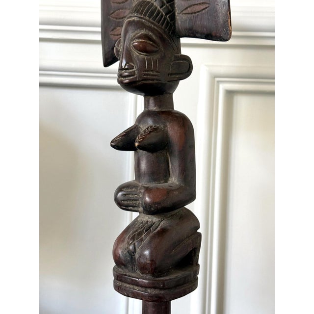 African Carved Female Statue Yoruba Ose Sango Staff For Sale - Image 12 of 14