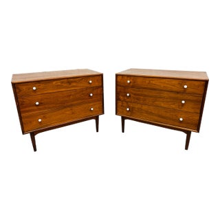 Mid-Century Modern Drexel Declaration Walnut Bachelor Chests - Set of 2 For Sale