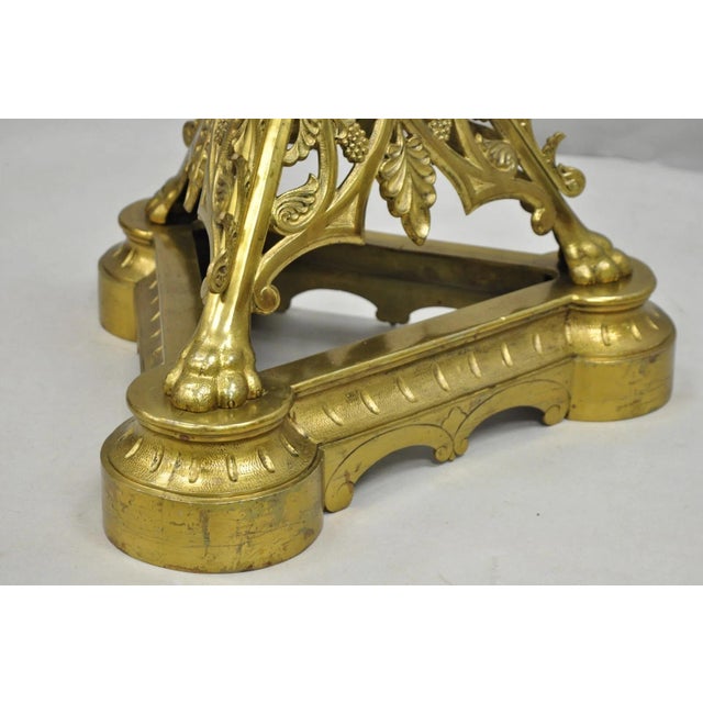 Metal French Empire Renaissance Bronze Paw Foot Pedestal Base Round Glass Coffee Table For Sale - Image 7 of 12