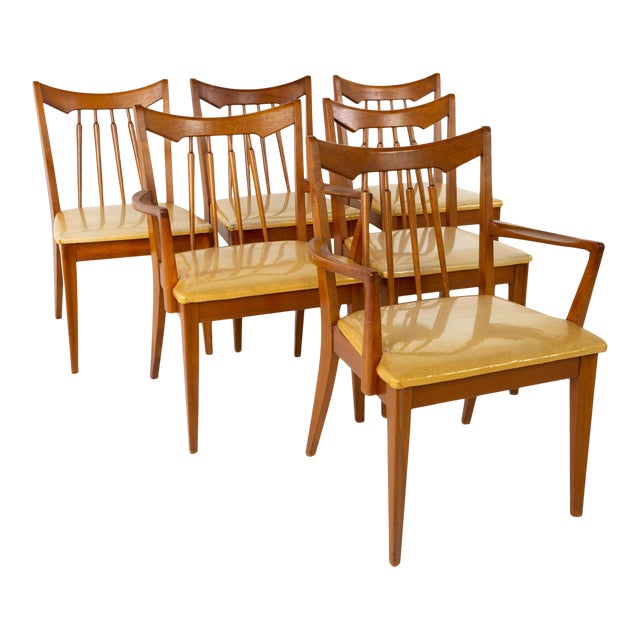 Mid Century Walnut Dining Chairs - Set of 6 | Chairish