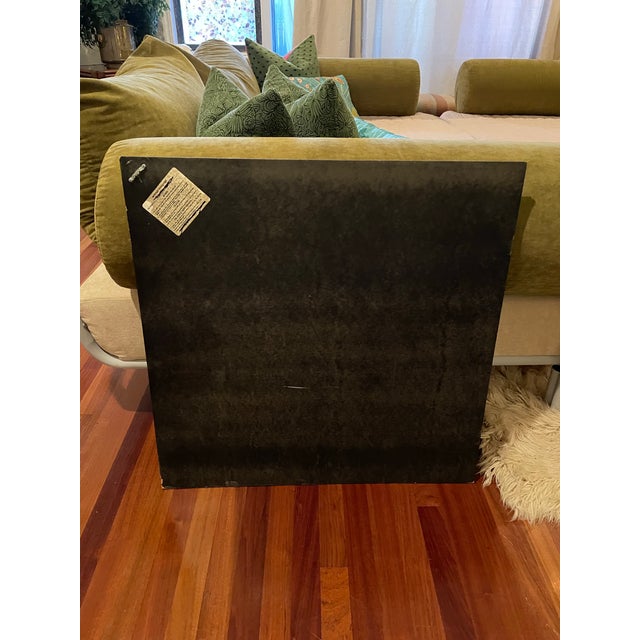 Glass Vintage 1980s Geometric Postmodern Triangular Wall Mirror With Brass Tubular Corner Details For Sale - Image 7 of 11