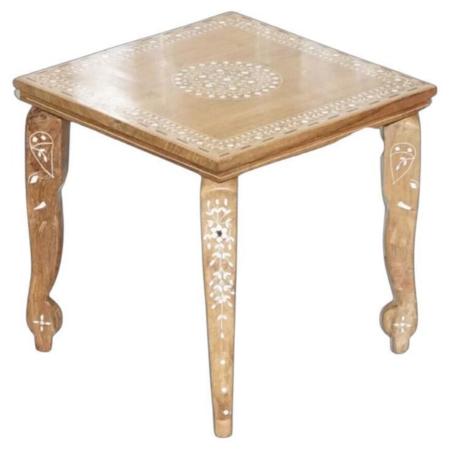 Anglo-Indian Inlaid Teak Side Table, 1950s For Sale - Image 9 of 9