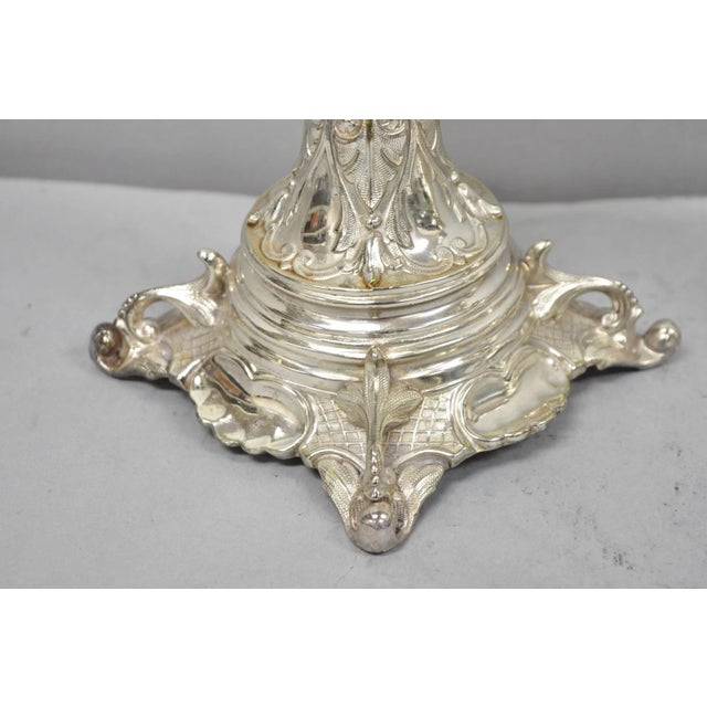 Metal Antique Silver Plated WMF Warsaw Imperial Russia 12" Candlestick Holders - Pair For Sale - Image 7 of 18