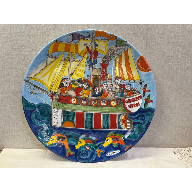 Mid-Century Modern Vintage Signed De Simone Italian Ceramic Platter For Sale - Image 3 of 4