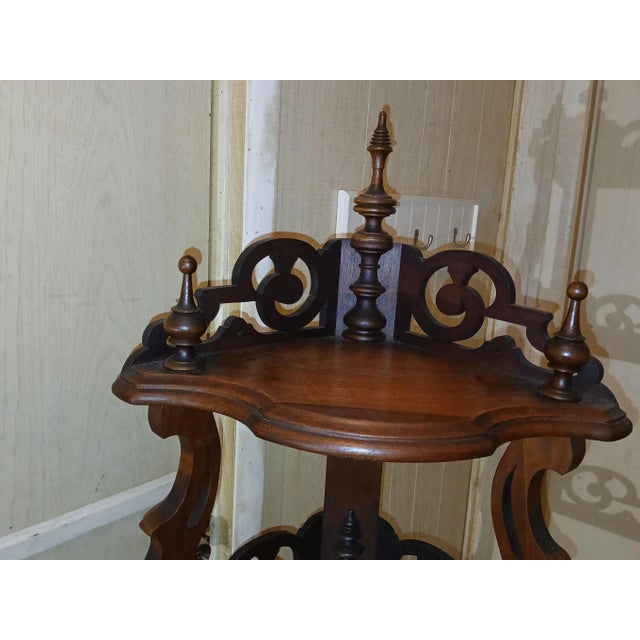 Wood Late 19th Century Victorian Walnut Ornate Five Tier Corner Etagere For Sale - Image 7 of 10