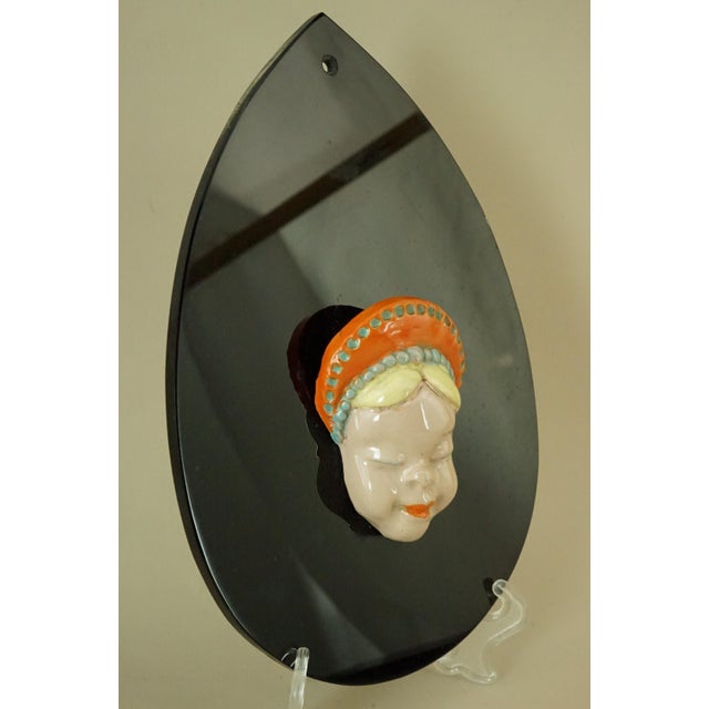 Ceramic Art Deco Ceramic Masks attributed to Komlòs Brothers Manufacture, Budapest, Hungary, 1930s, Set of 2 For Sale - Image 7 of 18