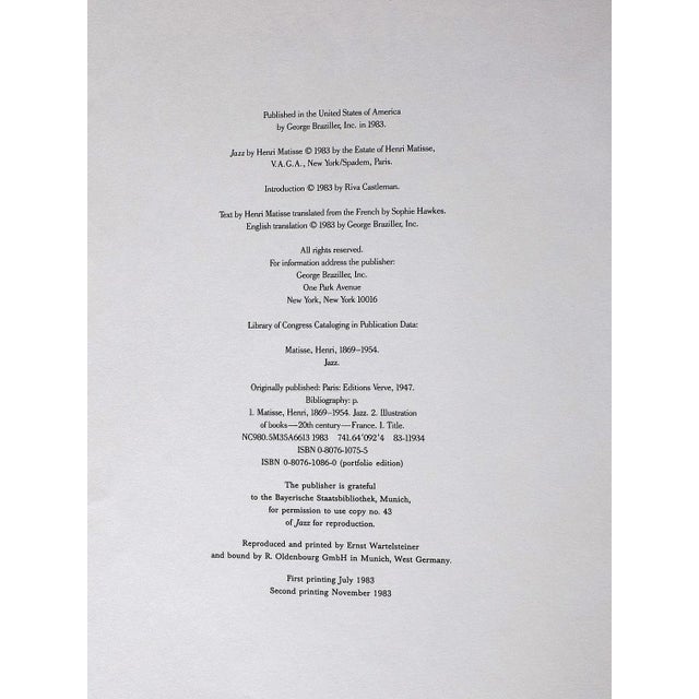 Elephant Folio Size Vintage 1983 Henri Matisse Lithographs From His "Jazz" Portfolio - Set of 9 For Sale - Image 12 of 12