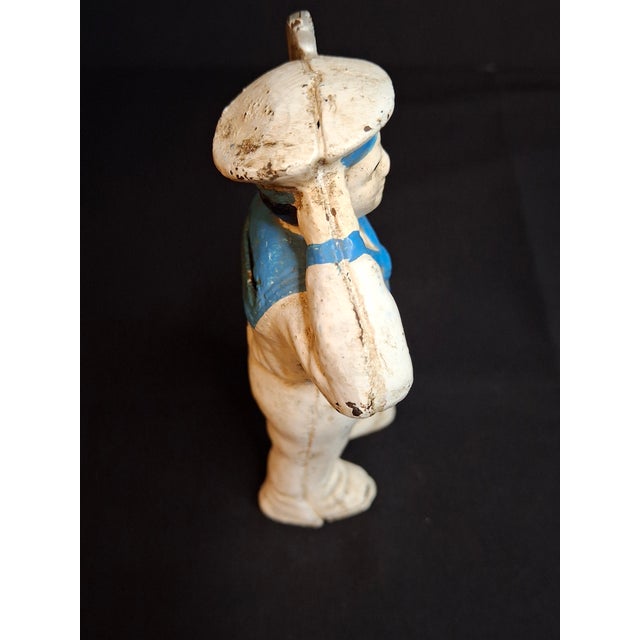 Antique Hubley Cast Iron Saluting Sailor Oarsman Still Penny Bank C. 1910-1915 For Sale In Boston - Image 6 of 11