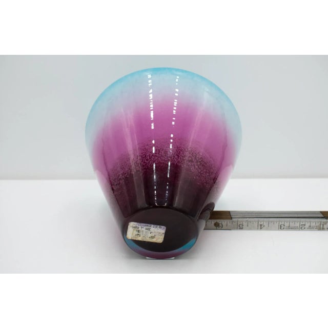 Sky Blue Vilniaus Stiklo Studija (Vss) Lithuania Art Glass Vase 'Kiarra' For Sale - Image 8 of 13