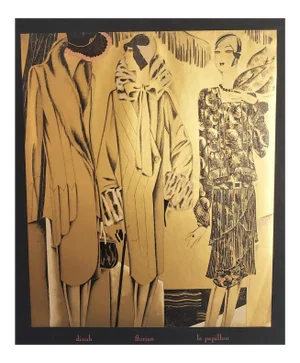 Matted Art Deco Fashion Pochoir on Gilded Paper With Documentation