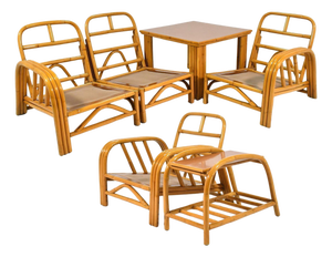 Six Piece Ficks Reed Rattan Group: Sofa, Lounge, Side Table & Corner Table