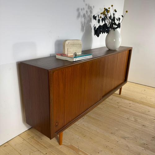 Mid-Century Modern Scandinavian Teak Sideboard with Sliding Doors, 1960s For Sale - Image 13 of 16