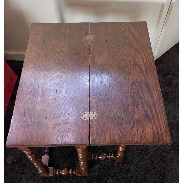 English 1980s English Oak Flip Top Gateleg End Table For Sale - Image 3 of 10