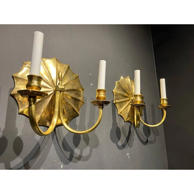 1940s 1940s Large Sunburst Bronze Sconces For Sale - Image 5 of 8