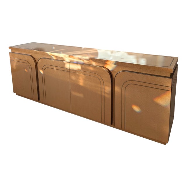 Mid-Century Italian Birch Burl & Brass Sideboard attributed to Turri, 1970s For Sale