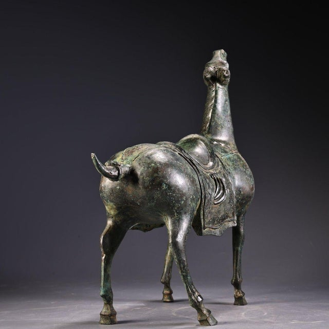 Art Deco Bronze Horse Figure - Archaic Style Statue With Saddle For Sale - Image 3 of 10