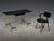 Jacques Adnet atrribution, Desk and Folding Chair Set, Black Leather, Brass, France, 1950s A wonderful desk attributed to...