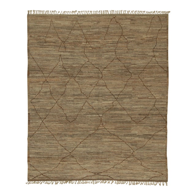 Rug & Kilim’s Modern Rug with Beige-brown Geometric Patterns - 10x14 For Sale