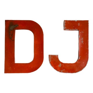 Industrial Letter DJ Sign, 1952, Set of 2 For Sale