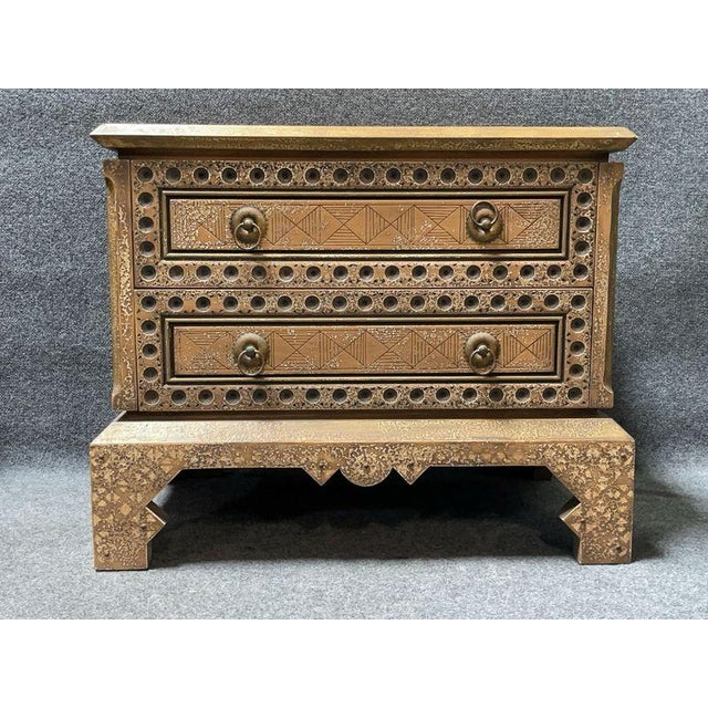 Pair of Intricately Carved Two-Drawer Nightstands For Sale - Image 4 of 7