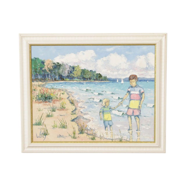 Trisha Witty Children Playing at Seashore Original Oil Painting For Sale - Image 13 of 13