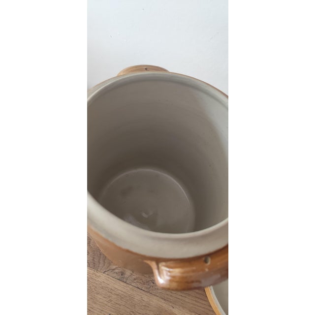 Large Antique French Stoneware Confit Pot with Lid, Early 20th Century For Sale - Image 3 of 10