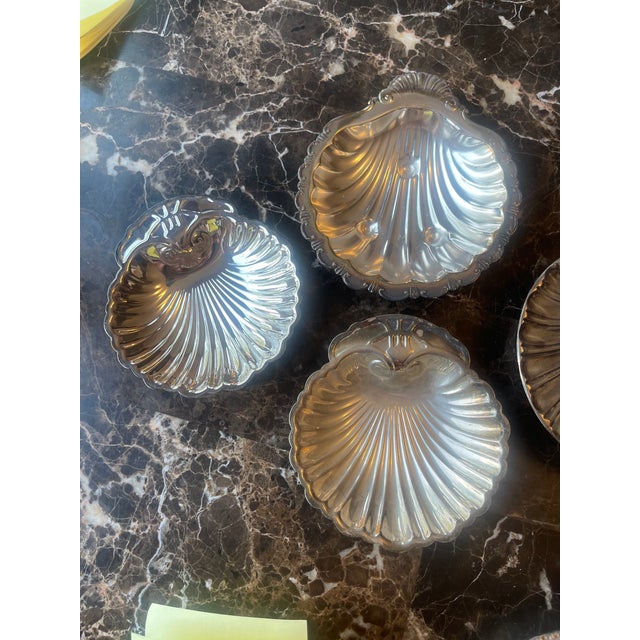 Vintage Silver & Glass Shell Caviar Dish Set - 7 pcs For Sale - Image 15 of 18