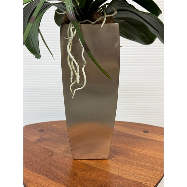 Textile Silk Flower Arrangement of Orchids in Vase For Sale - Image 7 of 12