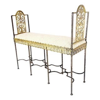 Antique Solid Brass & Steel Fine Gothic Style Compact Decorative Window Bench For Sale