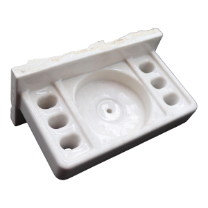 Vintage White Recessed Bathroom Toothbrush & Cup Holder
