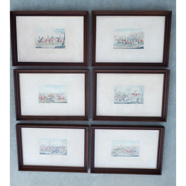 Antique Set of Six Framed Hand-Colored Etchings by Henry Thomas Alken (1785–1851) “Hunting Qualifications” Series, c. 1840...