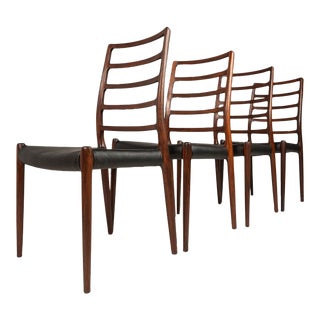 Set of 2 Only Niels Møller Model No. 82 Side Chairs in Rosewood & Leather for j.l. Møllers Møbelfabrik, Denmark, 1960's For Sale