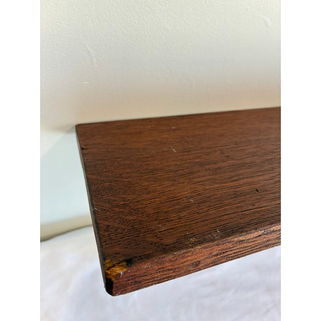 Mid-Century Modern Vintage Wood Wall Shelf With Cast Iron Brackets For Sale - Image 3 of 10