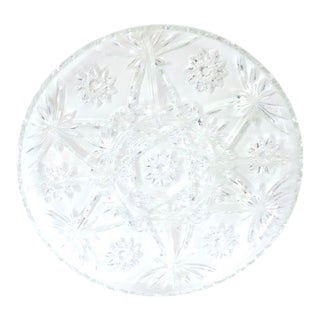 1960s Vintage Anchor Hocking Glass Star Burst Divided Large Serving Platter For Sale