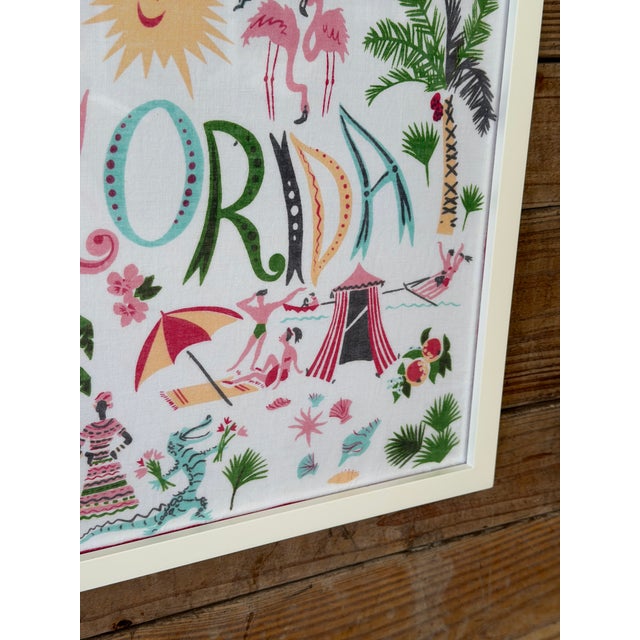 Textile Vintage Florida Handkerchief Framed Textile by Carl Tait For Sale - Image 7 of 12