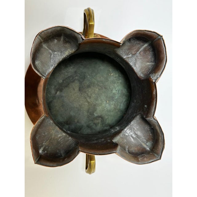 Beautiful Antique Dutch Copper Quatrefoil Cachepot Home Garden Planter With Brass Handles, Tulip Motif, Late 19th C For Sale - Image 15 of 16