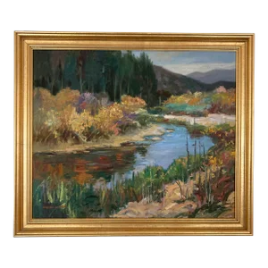 1990s Edward Glafke 'Carmel River' Impressionist Landscape Painting