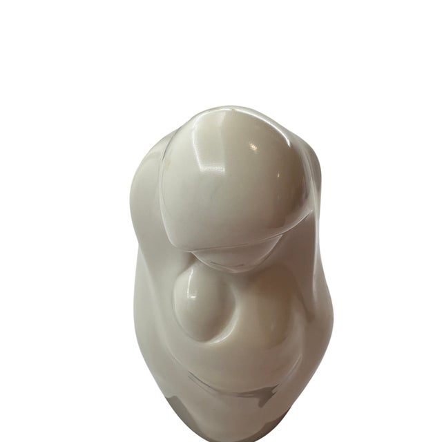 Mid 20th Century Edith Kolton Minimalist Glazed Ceramic Mother and Child Sculpture on Black Base For Sale - Image 9 of 11