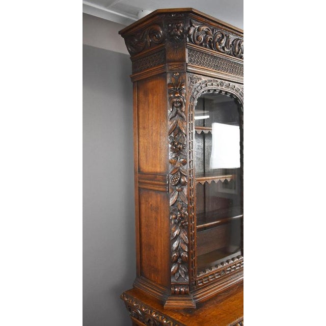 Victorian Carved Oak Bookcase, 1880 For Sale - Image 6 of 13