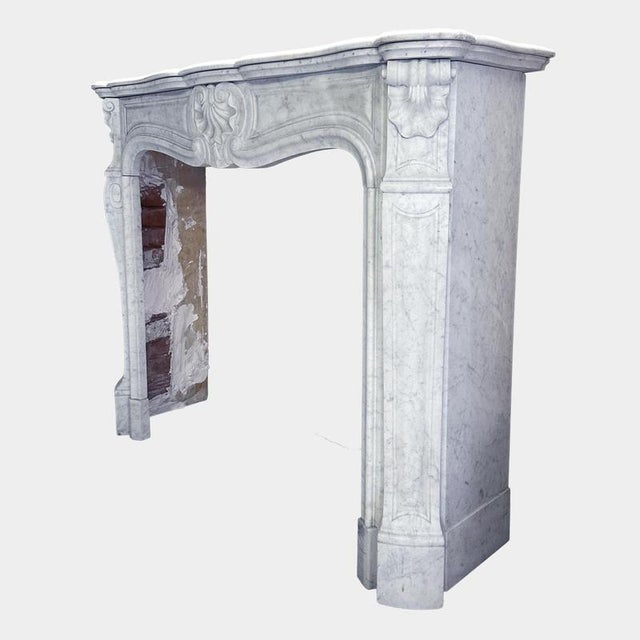 Vintage French Louis XV Marble Fireplace Mantel, 1980 For Sale - Image 3 of 6