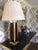 GORGEOUS 15lb SCIOLARI Table Lamp. Rich faux tortoise and brass. Adjustable stem from 34"-38". 2 regular E26 medium size...